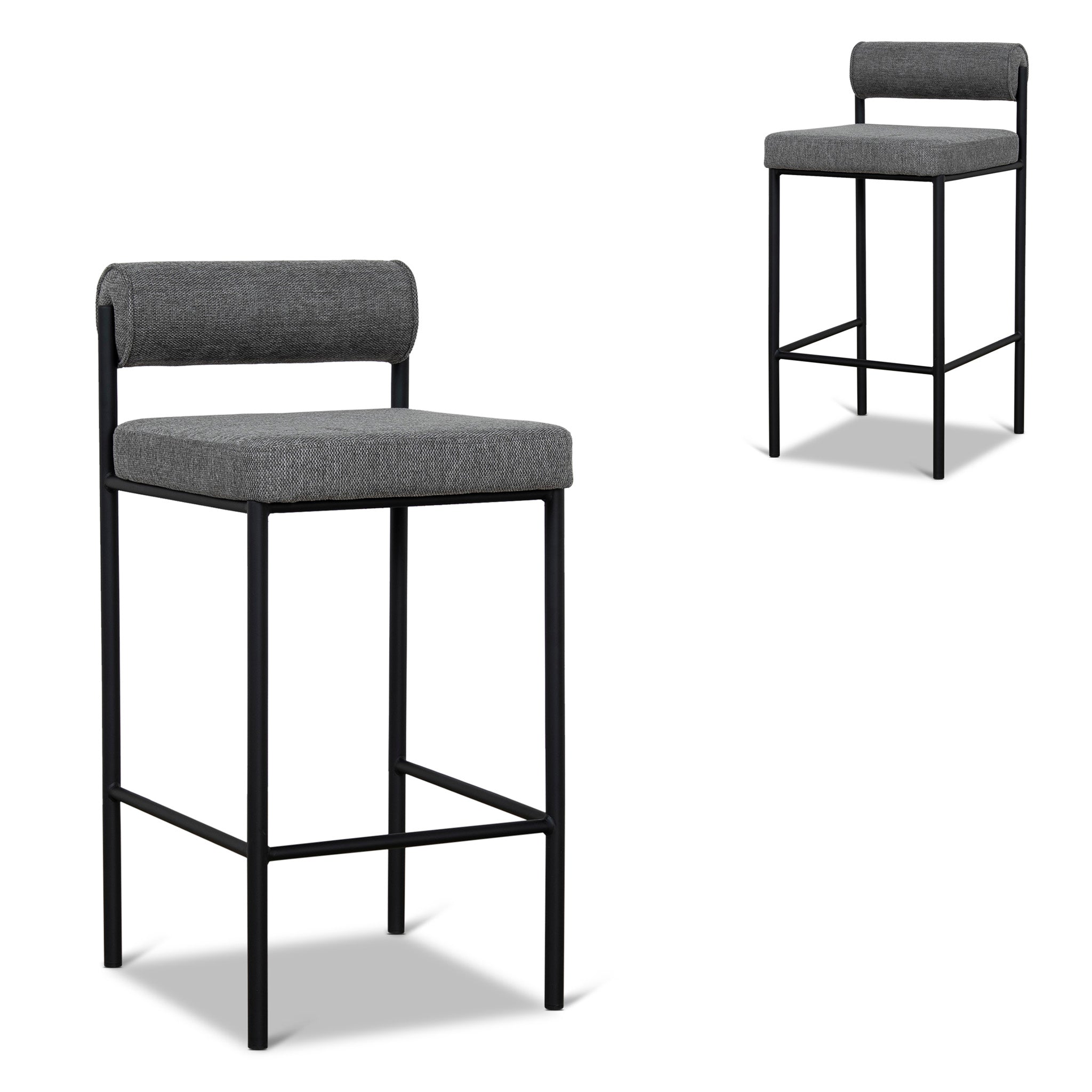 65cm Fabric Amalfi Bar Stool - Spec Smoke Grey (Set of 2)