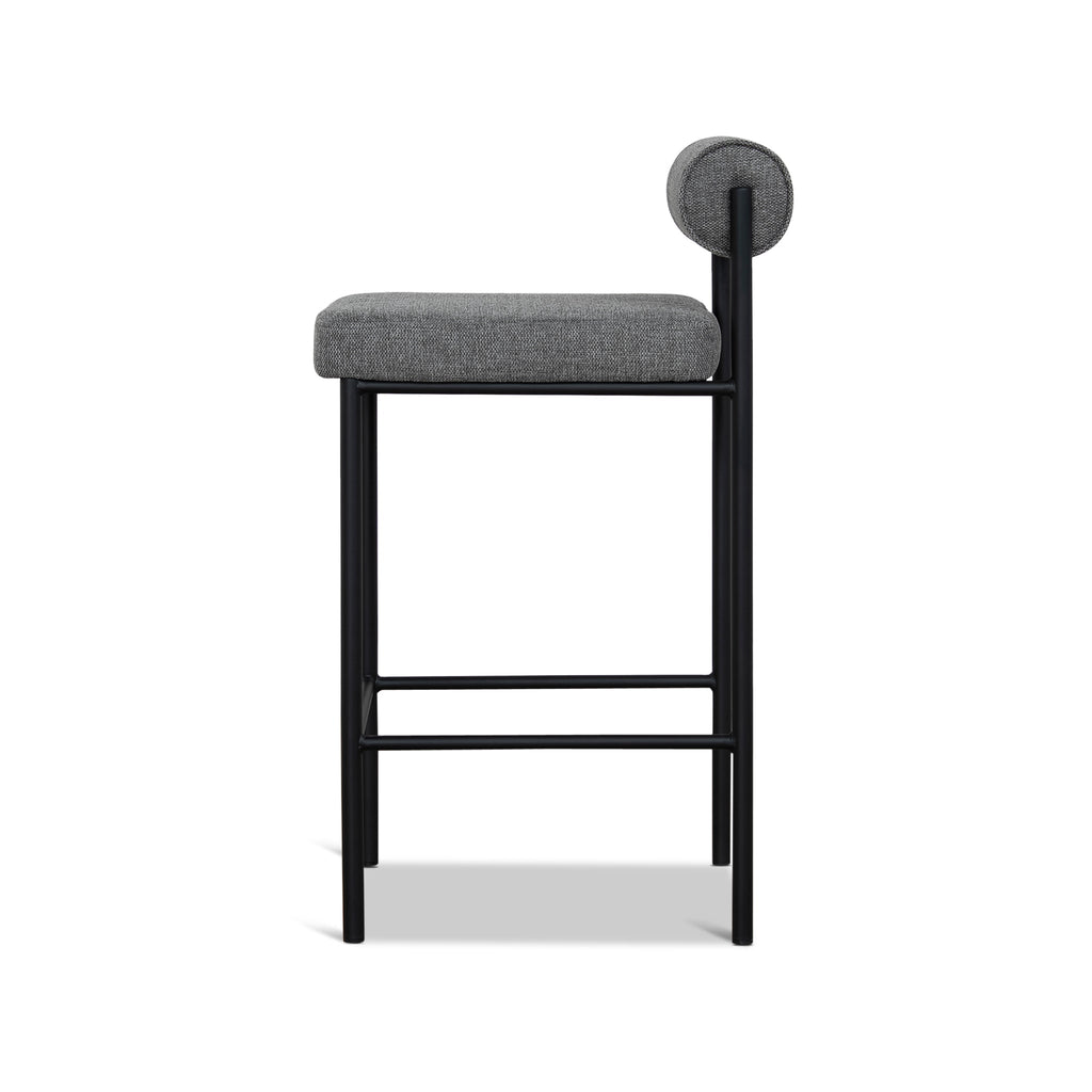65cm Fabric Amalfi Bar Stool - Spec Smoke Grey (Set of 2)
