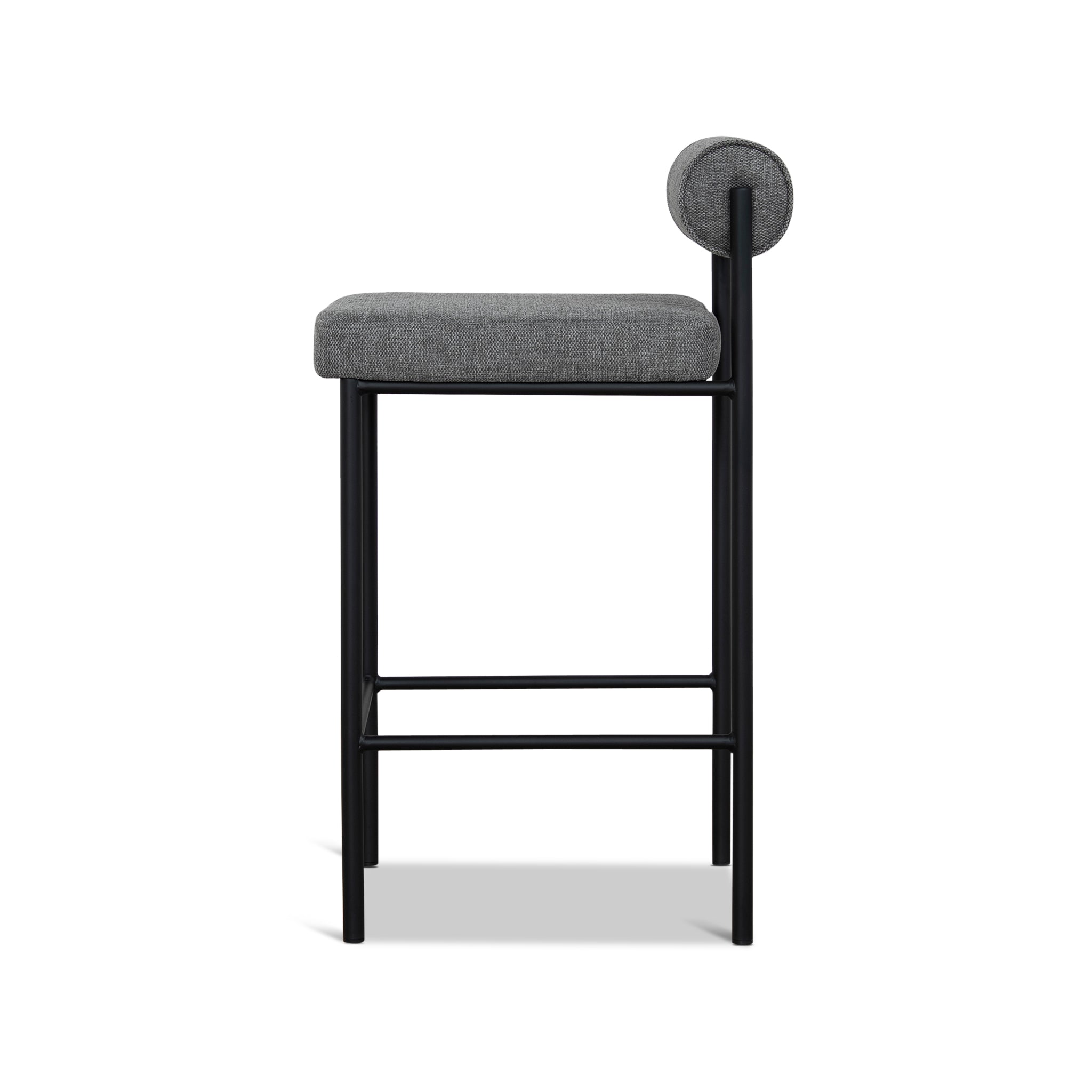 65cm Fabric Amalfi Bar Stool - Spec Smoke Grey (Set of 2)