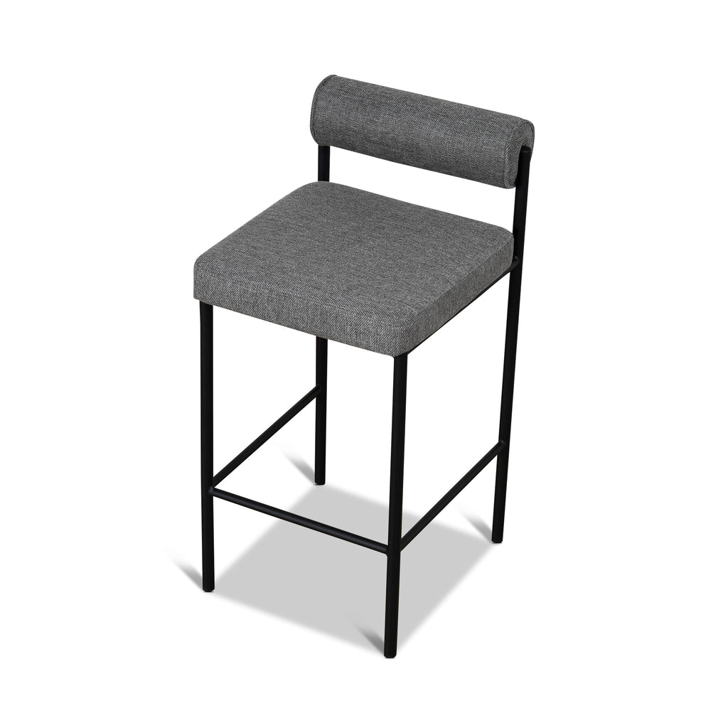 65cm Fabric Amalfi Bar Stool - Spec Smoke Grey (Set of 2)