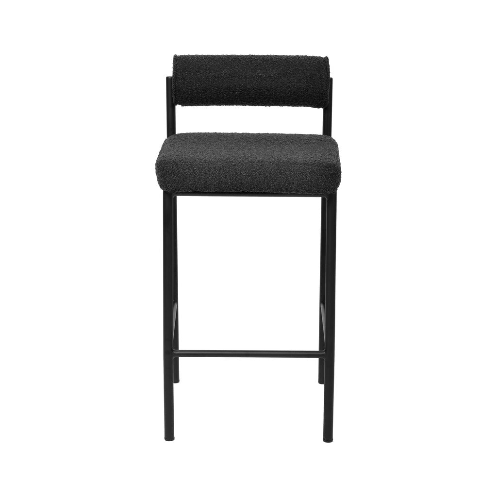 65cm Amalfi Bar Stool - Black Boucle (Set of 2)