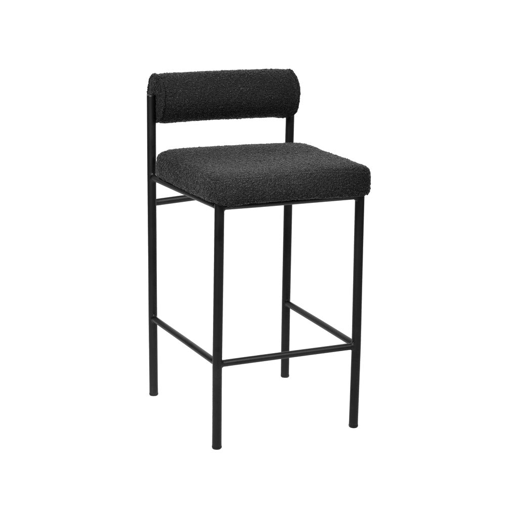 65cm Amalfi Bar Stool - Black Boucle (Set of 2)