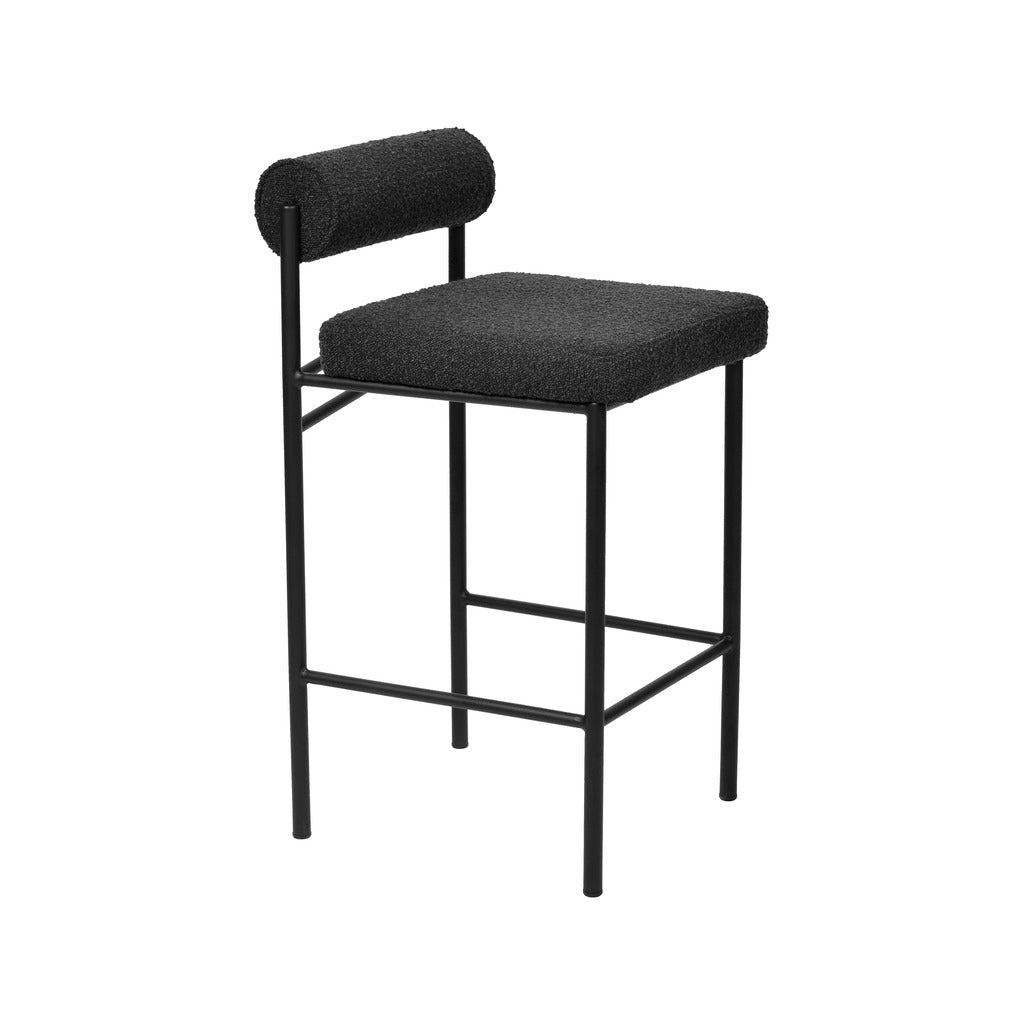 65cm Amalfi Bar Stool - Black Boucle (Set of 2)