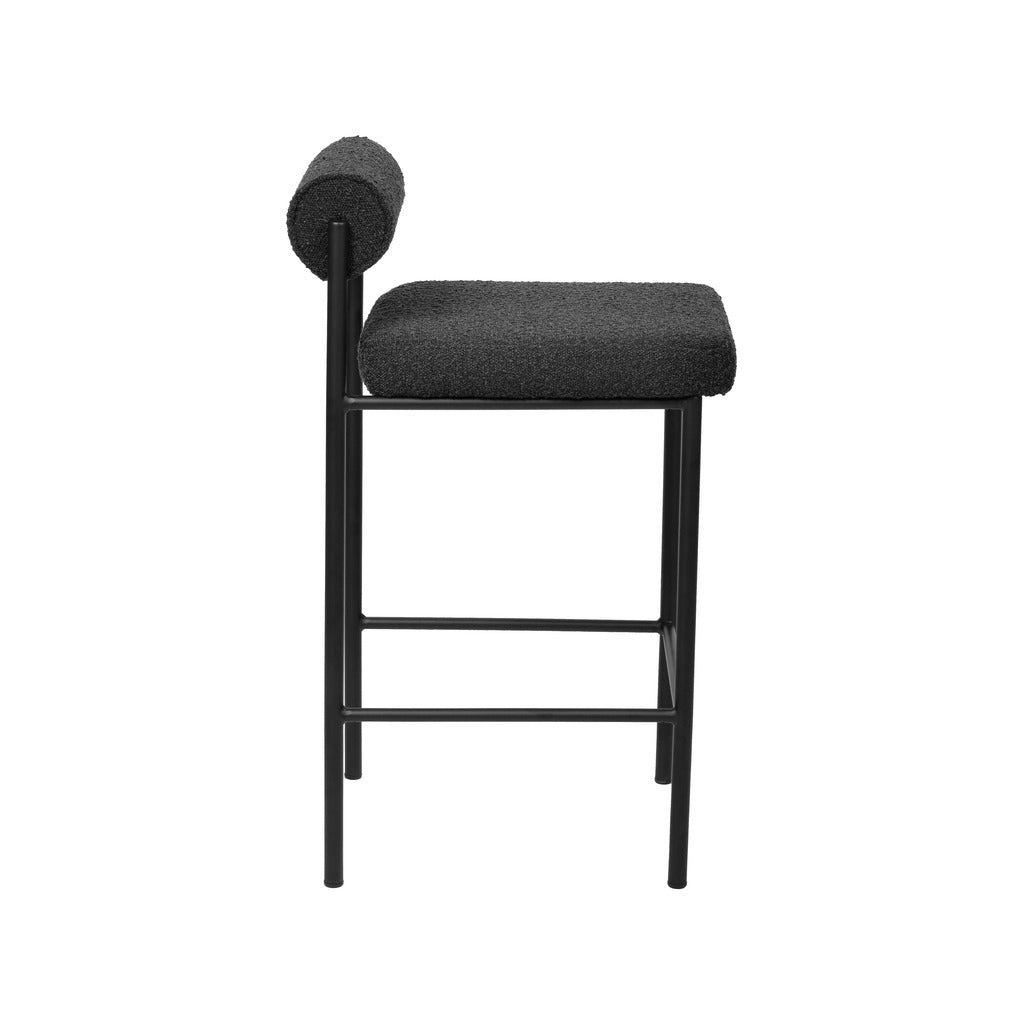 65cm Amalfi Bar Stool - Black Boucle (Set of 2)