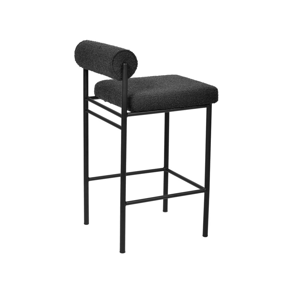 65cm Amalfi Bar Stool - Black Boucle (Set of 2)