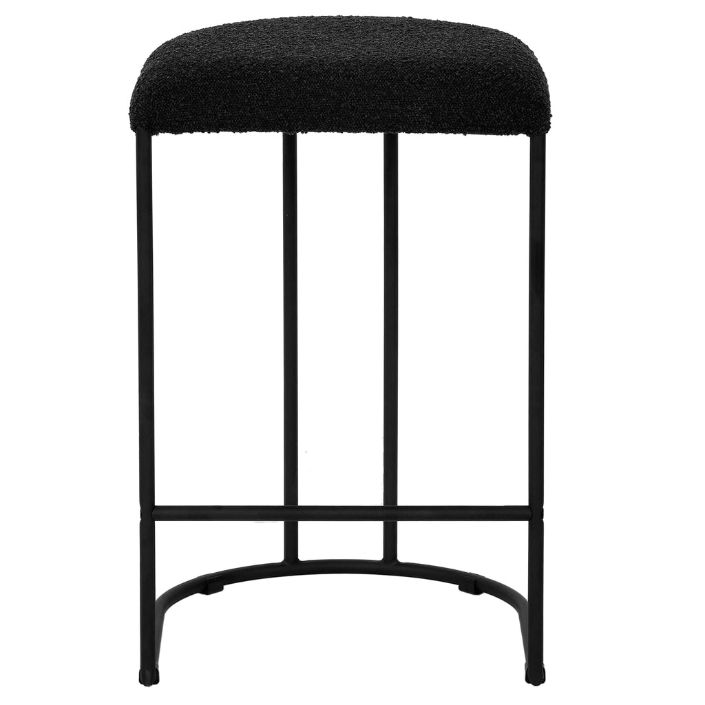 65cm Amalfi Bar Stool - Black Boucle (Set of 2)