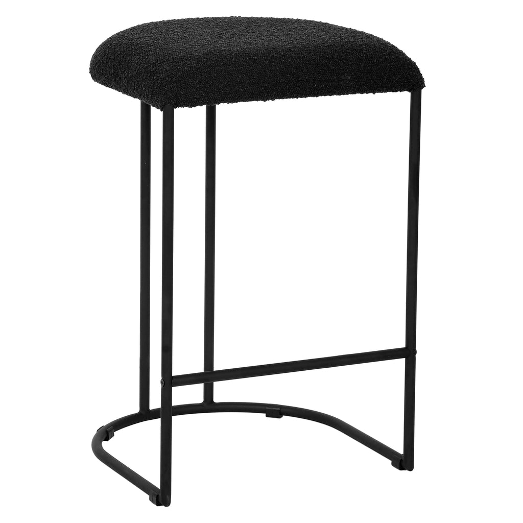 65cm Amalfi Bar Stool - Black Boucle (Set of 2)