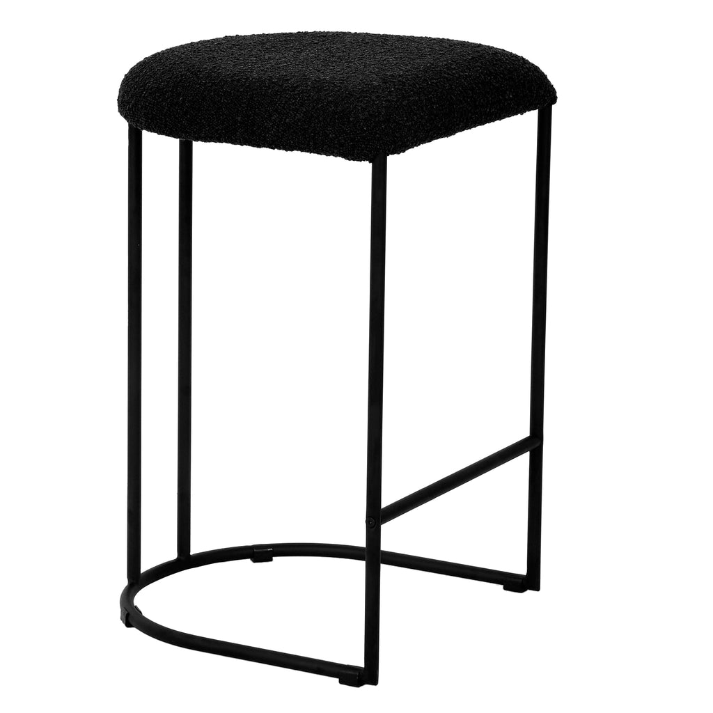 65cm Amalfi Bar Stool - Black Boucle (Set of 2)