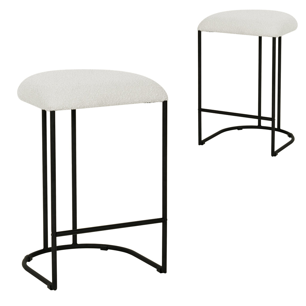 65cm Amalfi Bar Stool - Cottage White Boucle (Set of 2)