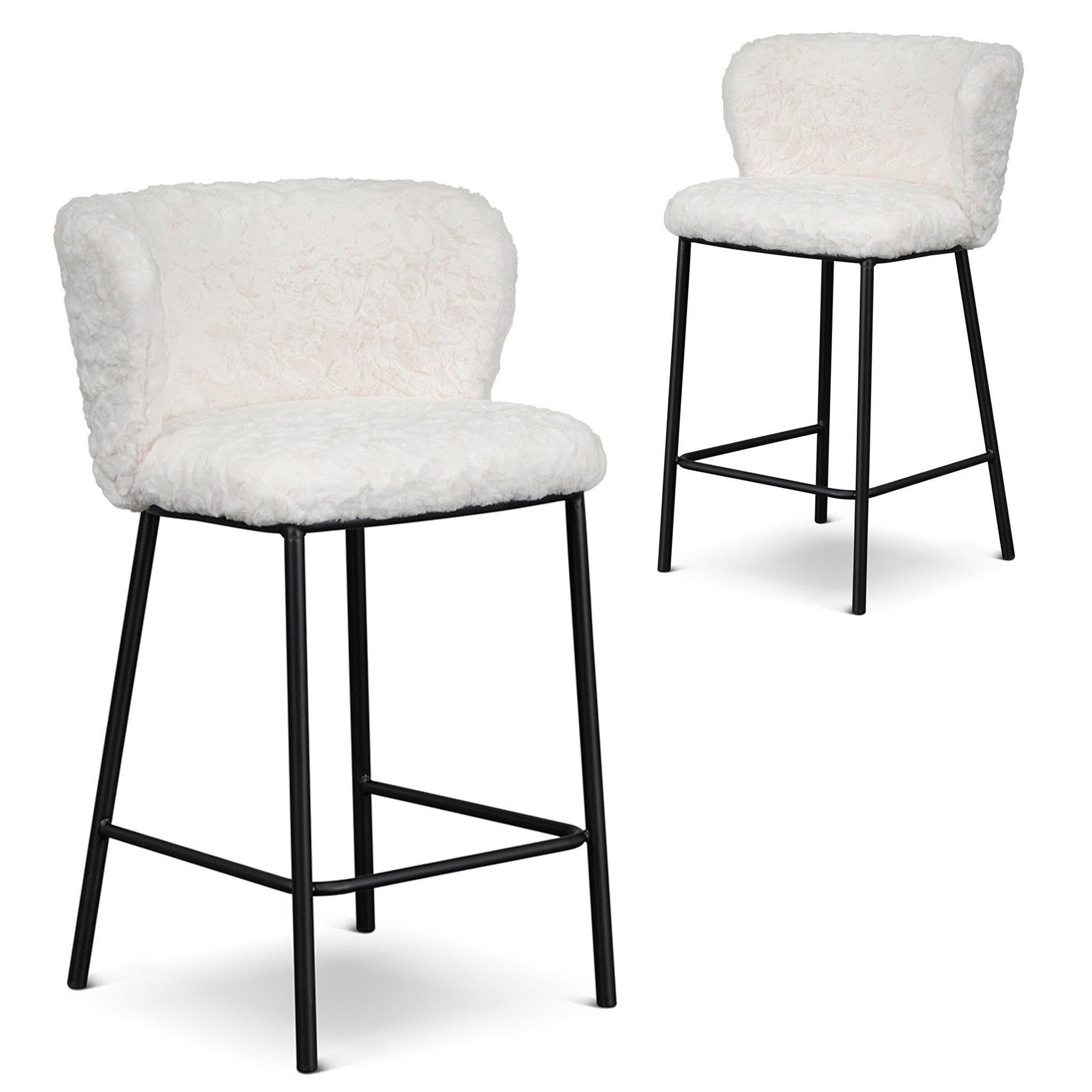 65cm Fabric Amalfi Bar Stool - Cloud Fur (Set of 2)