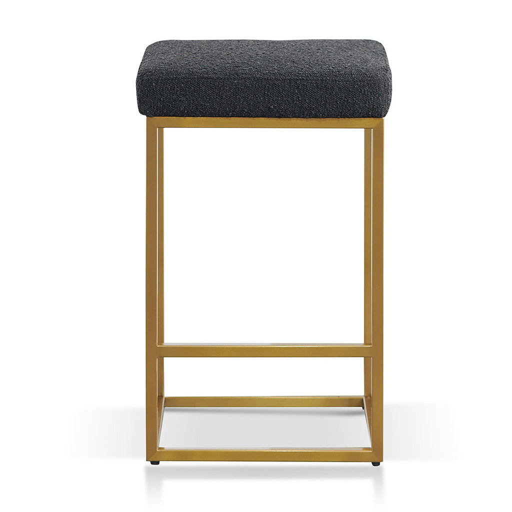 Black Boucle Amalfi Bar Stool - Golden Base