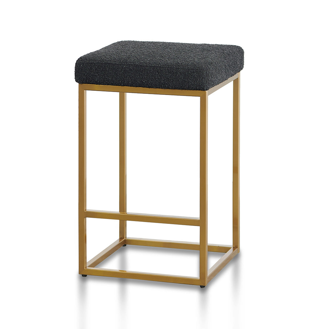 Black Boucle Amalfi Bar Stool - Golden Base
