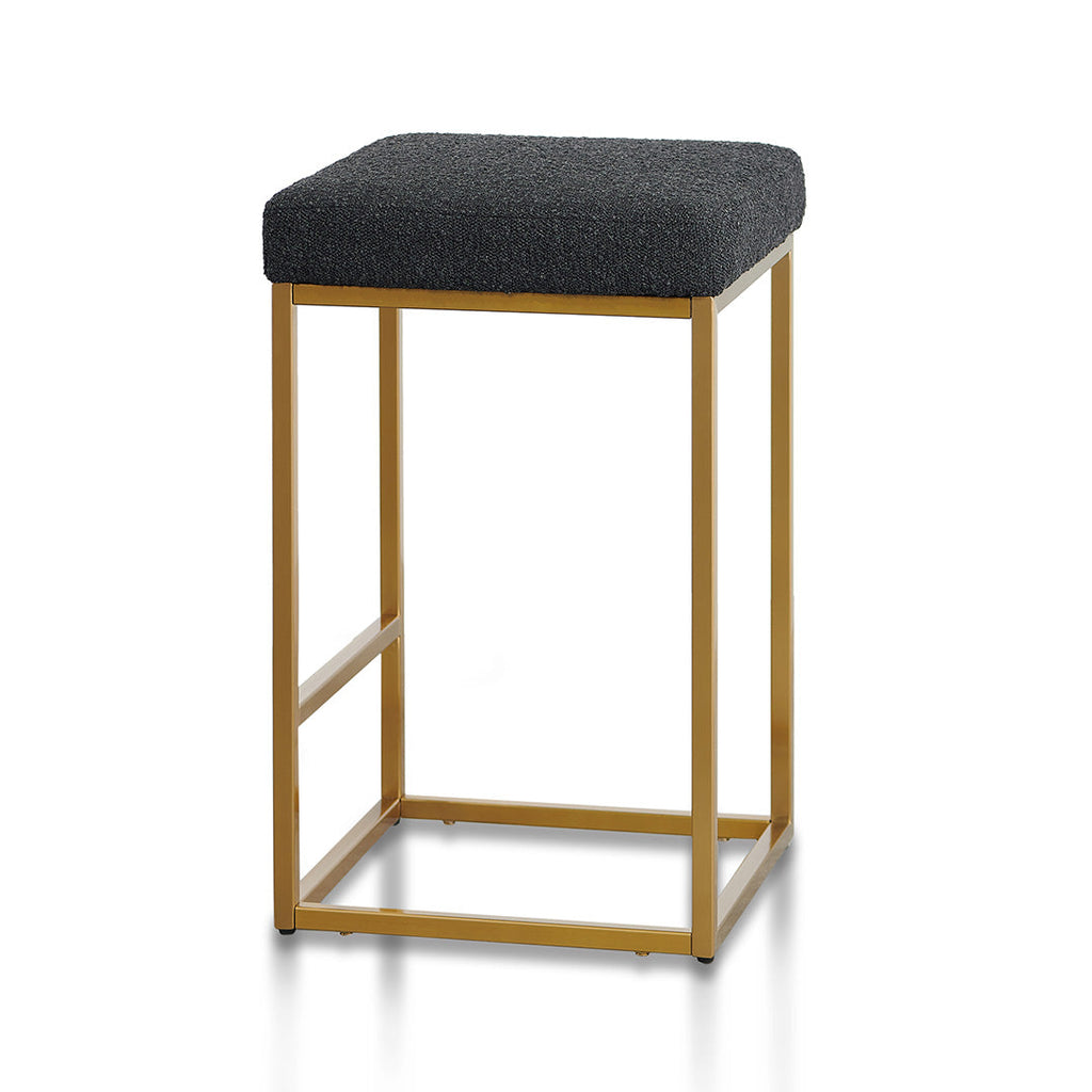 Black Boucle Amalfi Bar Stool - Golden Base