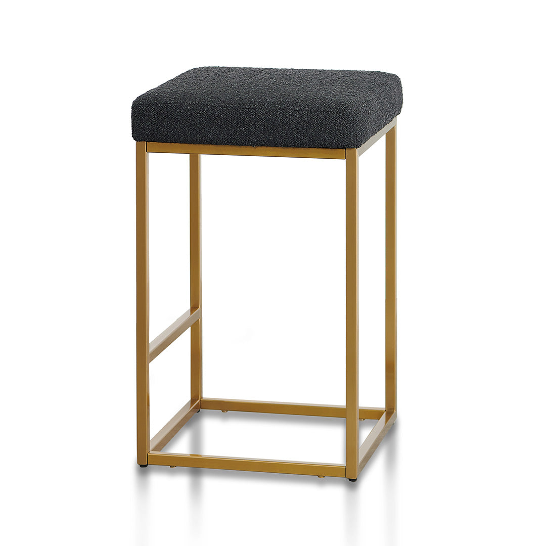 Black Boucle Amalfi Bar Stool - Golden Base