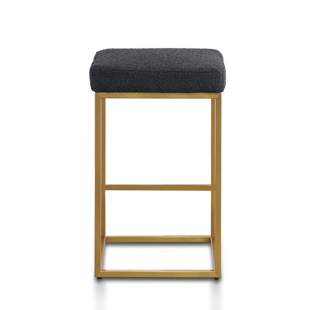 Black Boucle Amalfi Bar Stool - Golden Base