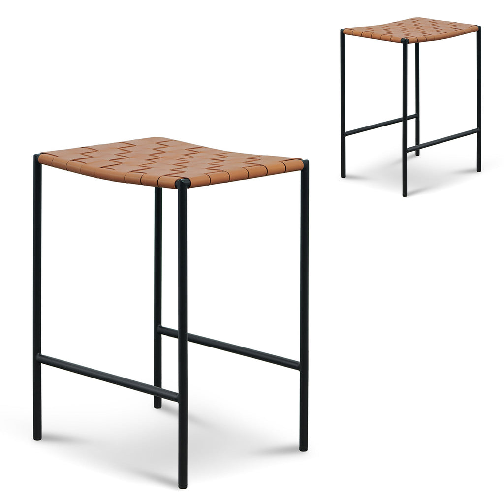 Black Frame Amalfi Bar Stool - Tan (Set of 2)