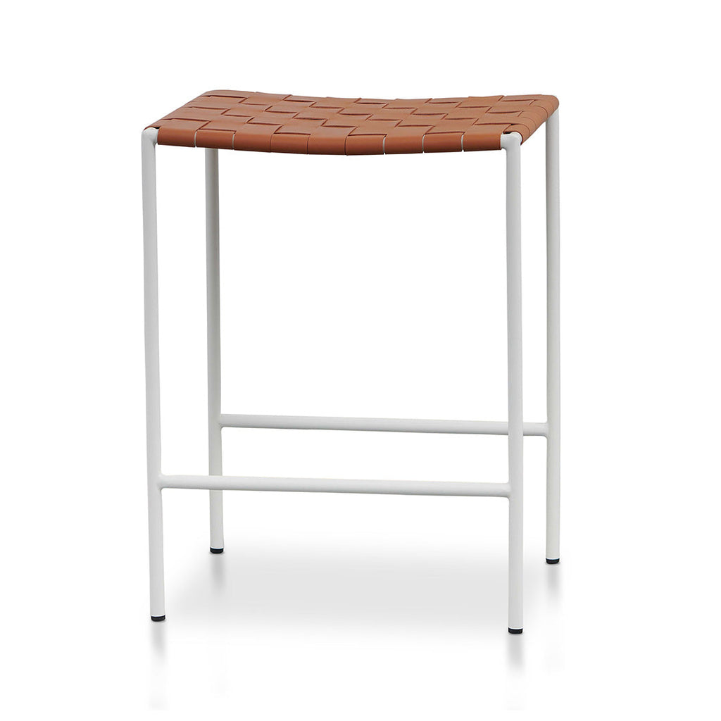 White Frame Amalfi Bar Stool - Tan (Set of 2)