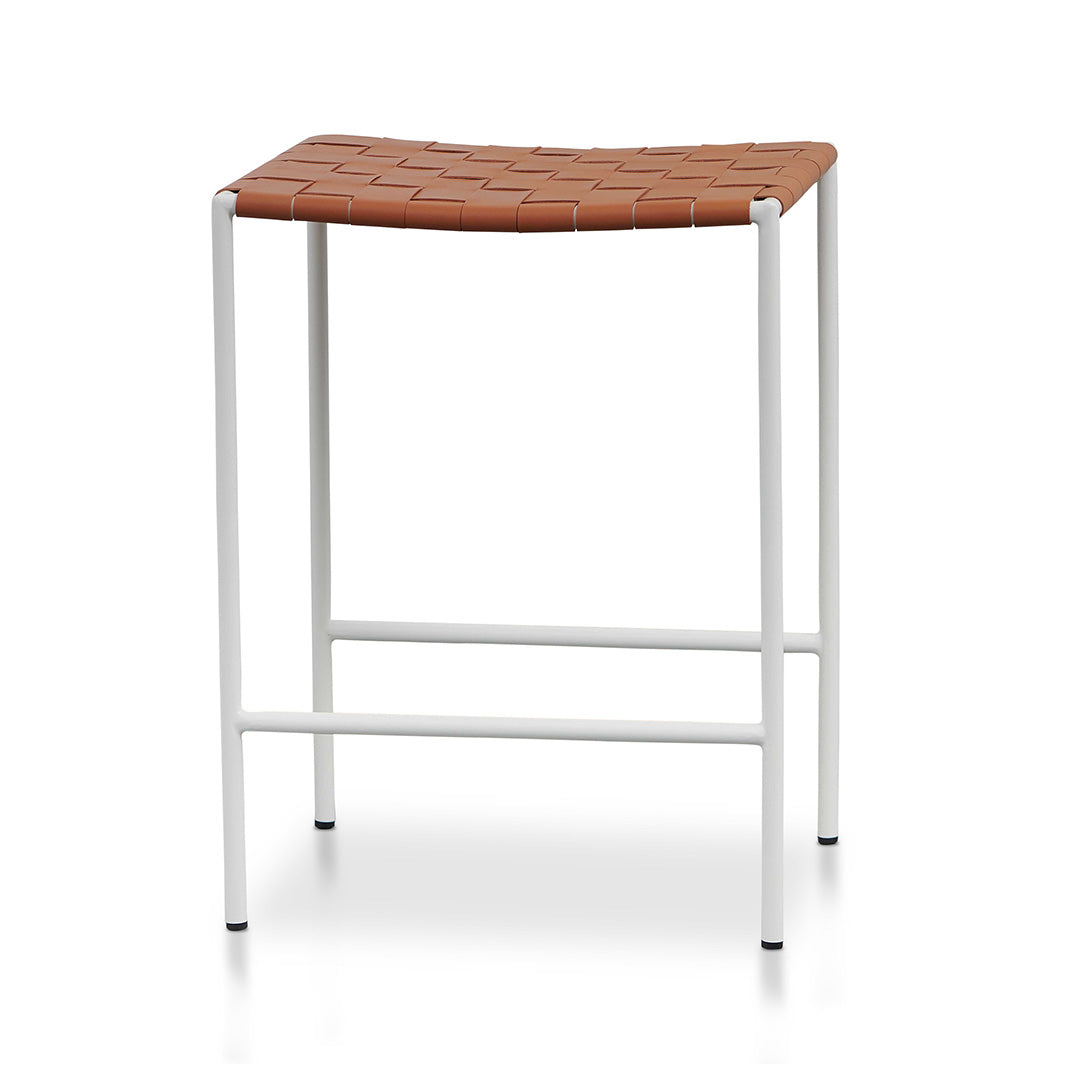 White Frame Amalfi Bar Stool - Tan (Set of 2)