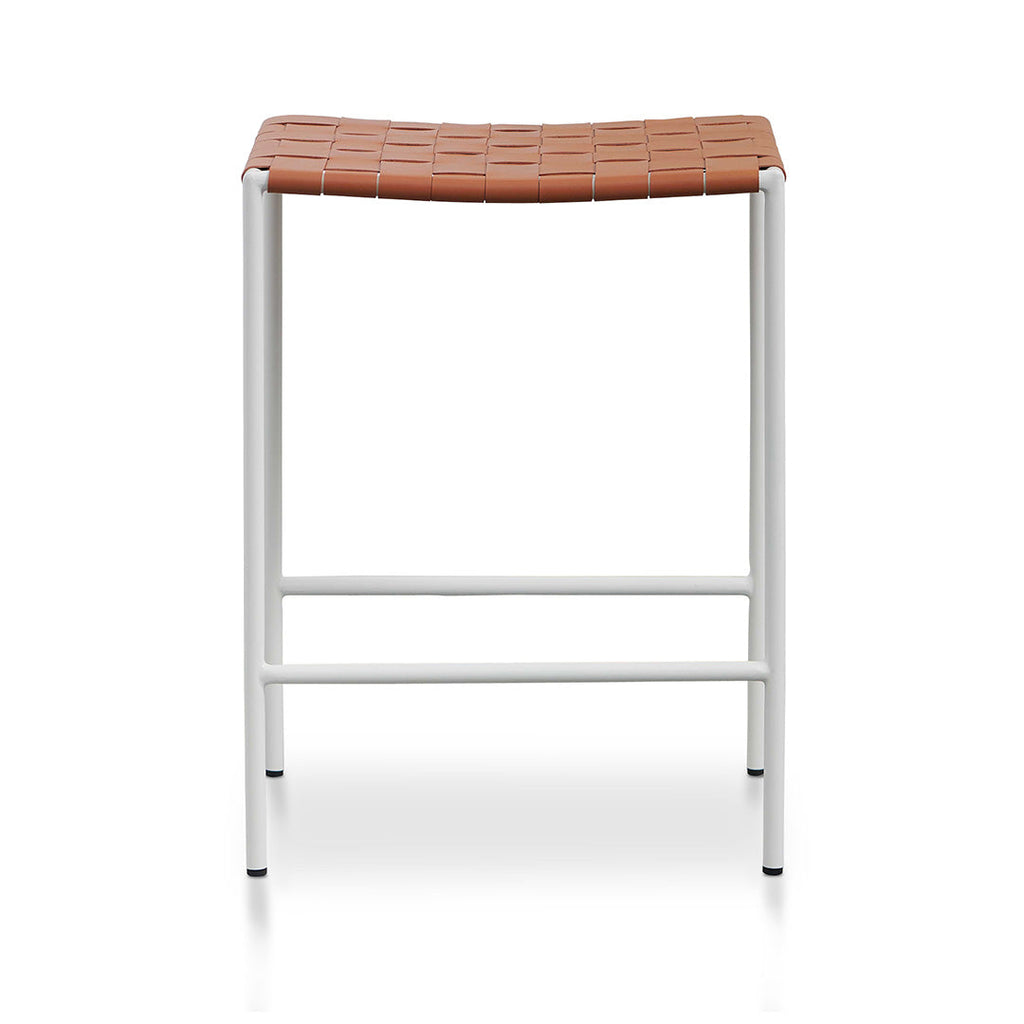 White Frame Amalfi Bar Stool - Tan (Set of 2)