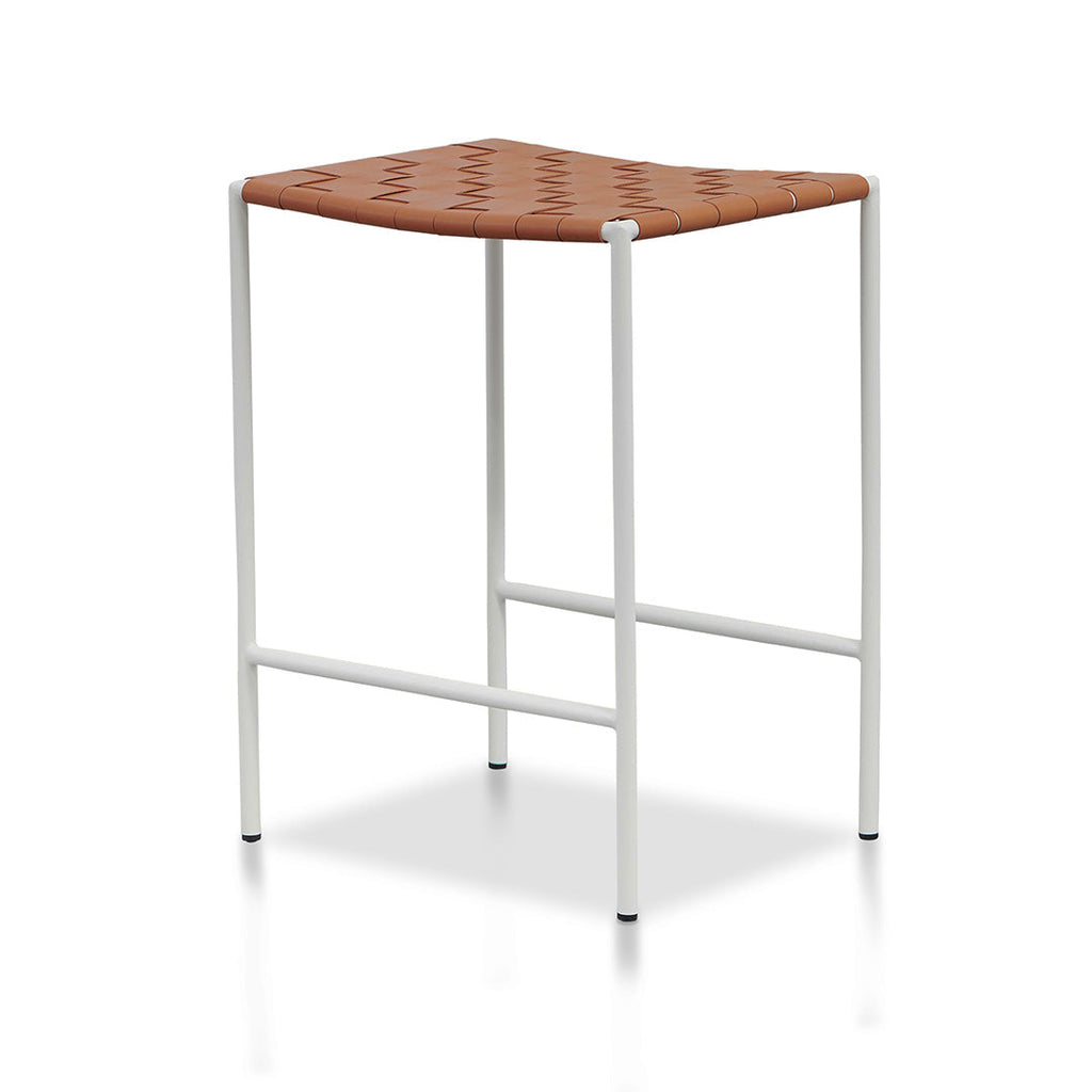 White Frame Amalfi Bar Stool - Tan (Set of 2)