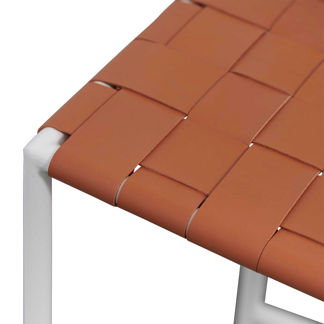 White Frame Amalfi Bar Stool - Tan (Set of 2)