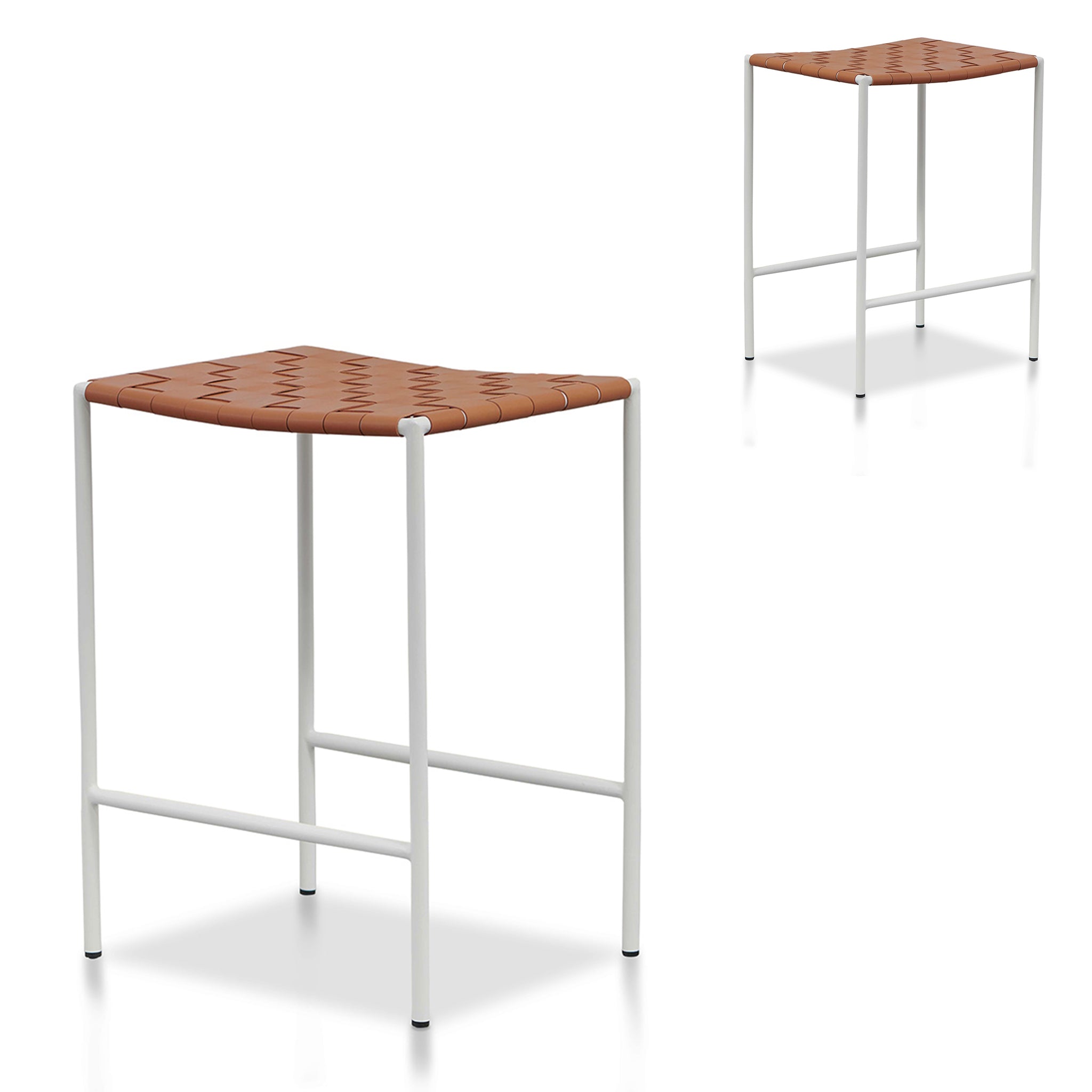 White Frame Amalfi Bar Stool - Tan (Set of 2)