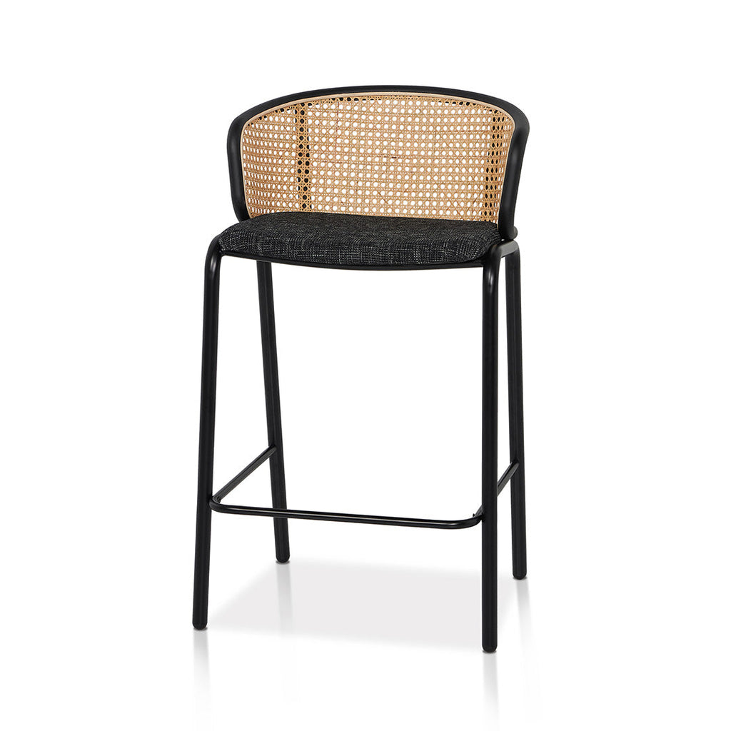 Fabric Amalfi Bar Stool - Black Legs (Set of 2)