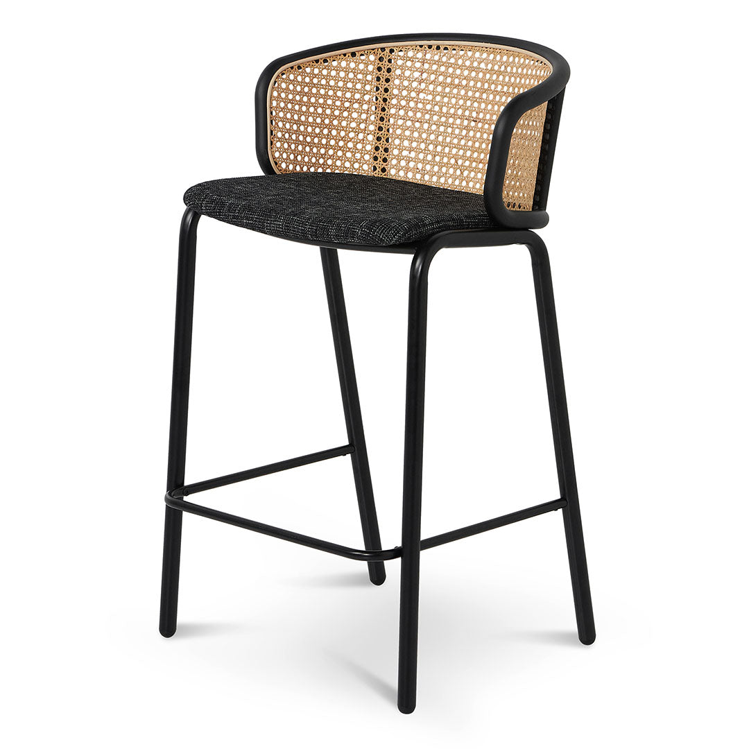 Fabric Amalfi Bar Stool - Black Legs (Set of 2)