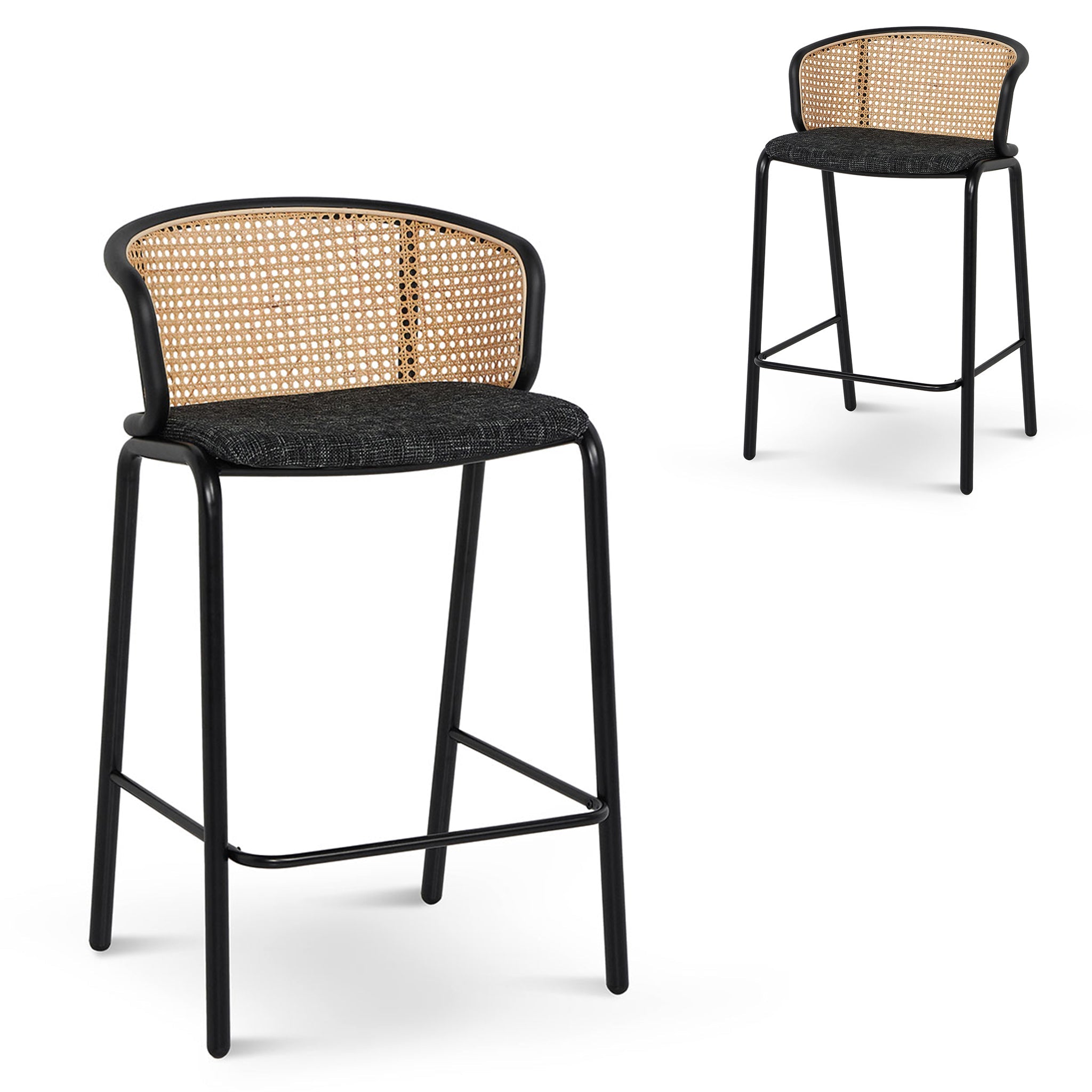 Fabric Amalfi Bar Stool - Black Legs (Set of 2)