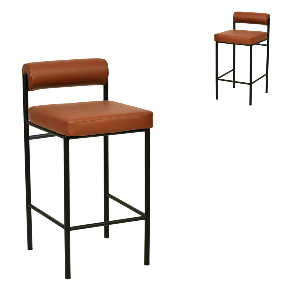 65cm Fabric Amalfi Bar Stool - Brown (Set of 2)
