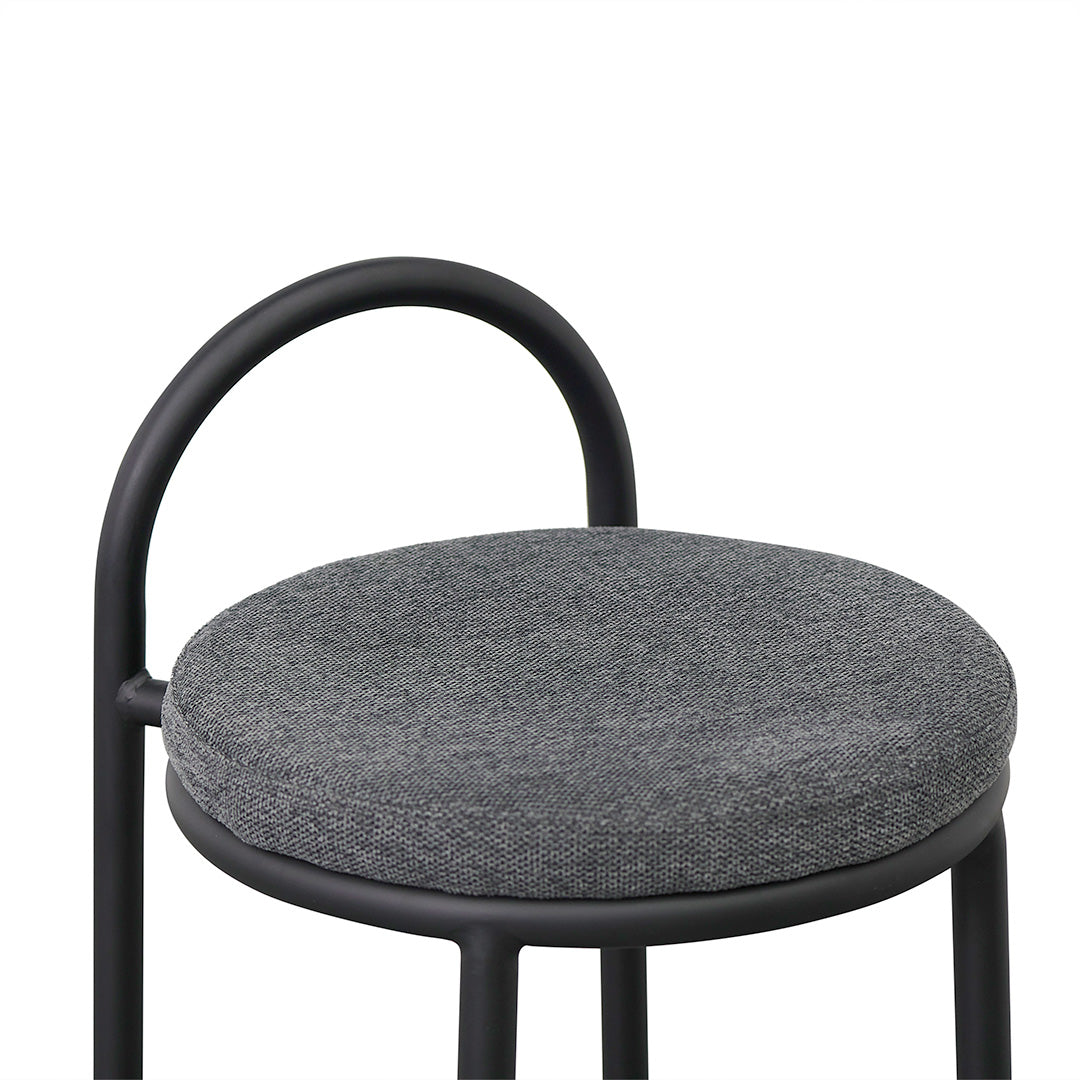 65cm Fabric Amalfi Bar Stool - Charcoal Grey (Set of 2)