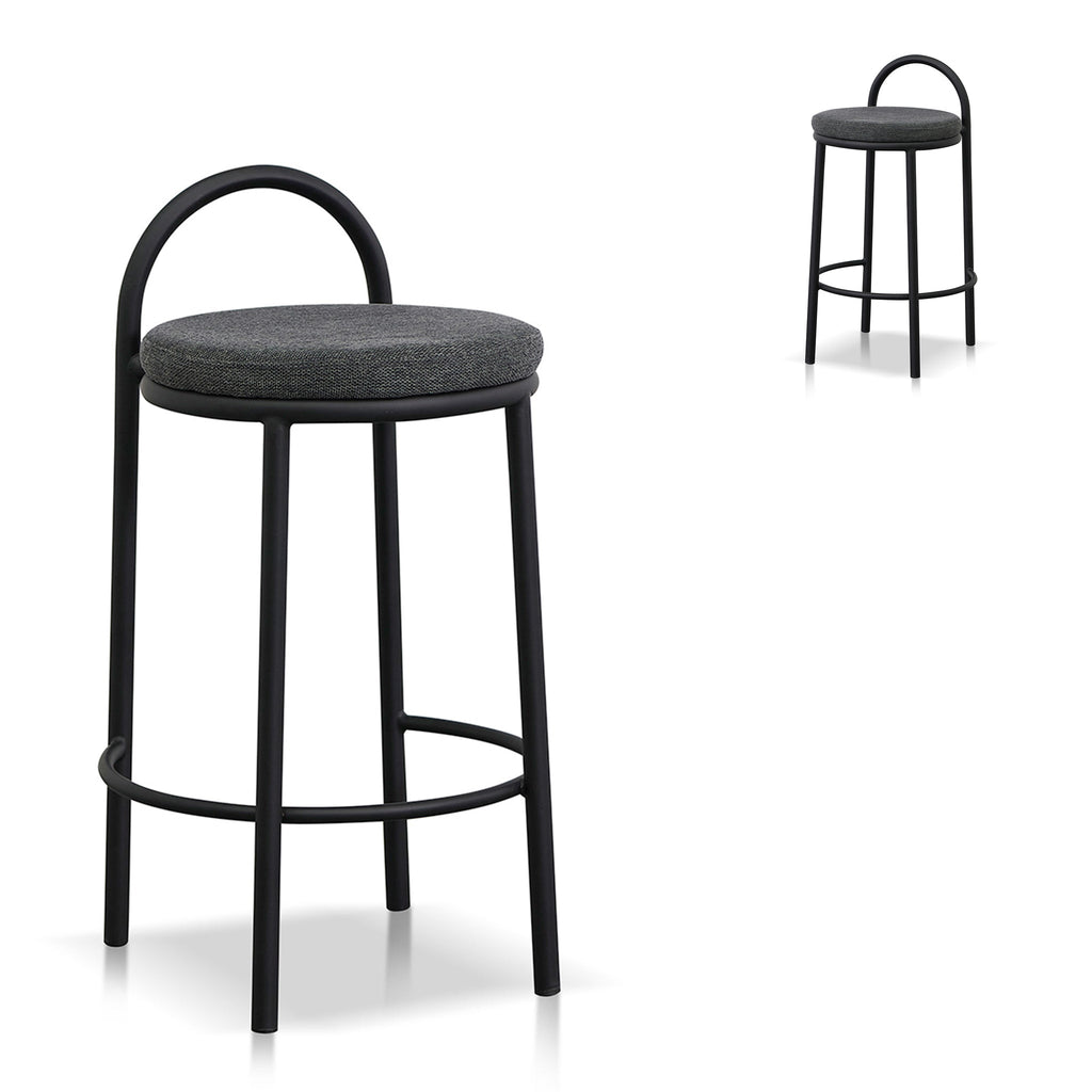 65cm Fabric Amalfi Bar Stool - Charcoal Grey (Set of 2)