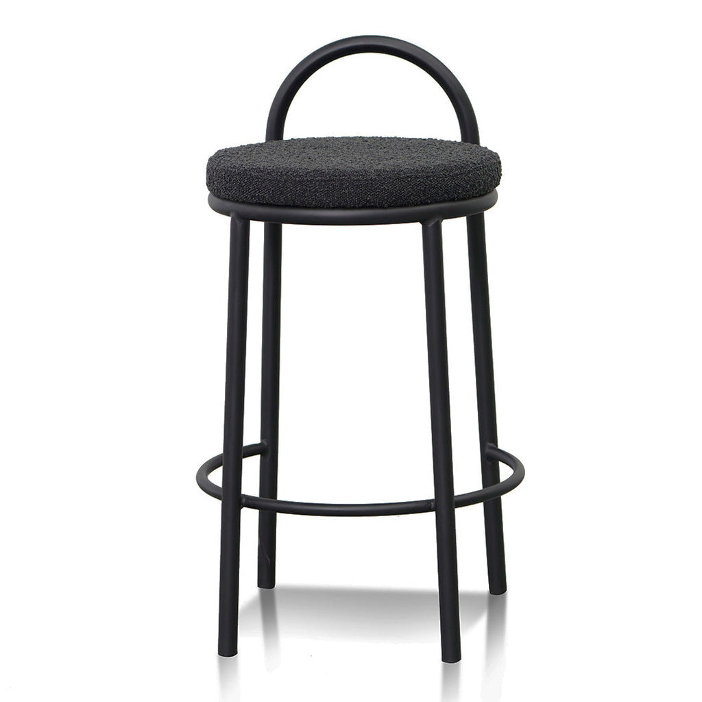 65cm Amalfi Bar Stool - Black Boucle (Set of 2)