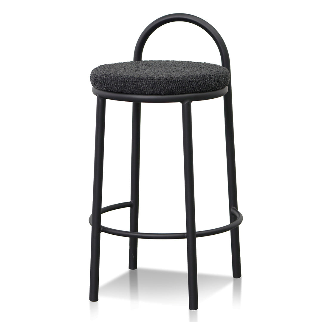 65cm Amalfi Bar Stool - Black Boucle (Set of 2)