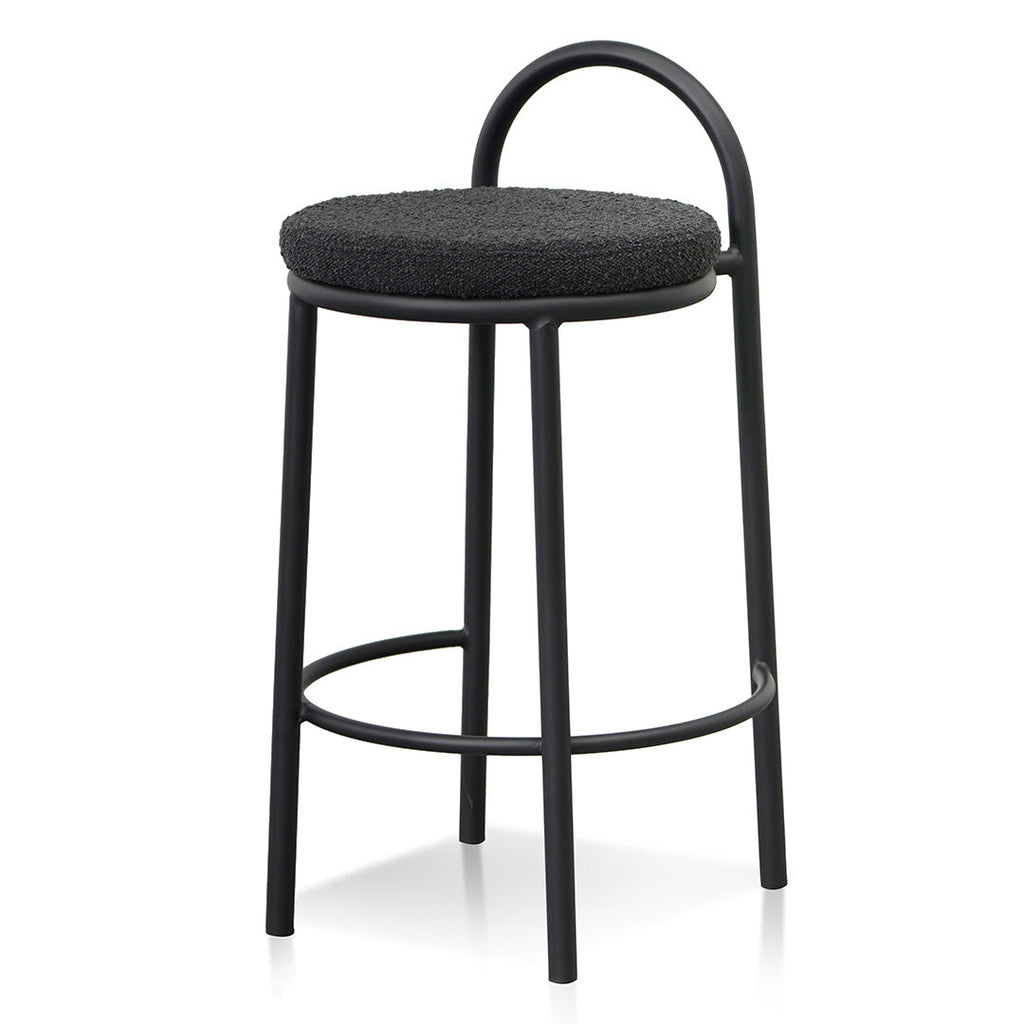 65cm Amalfi Bar Stool - Black Boucle (Set of 2)