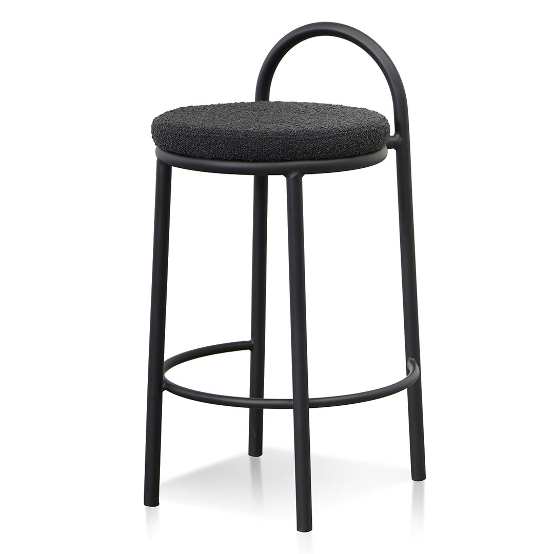 65cm Amalfi Bar Stool - Black Boucle (Set of 2)