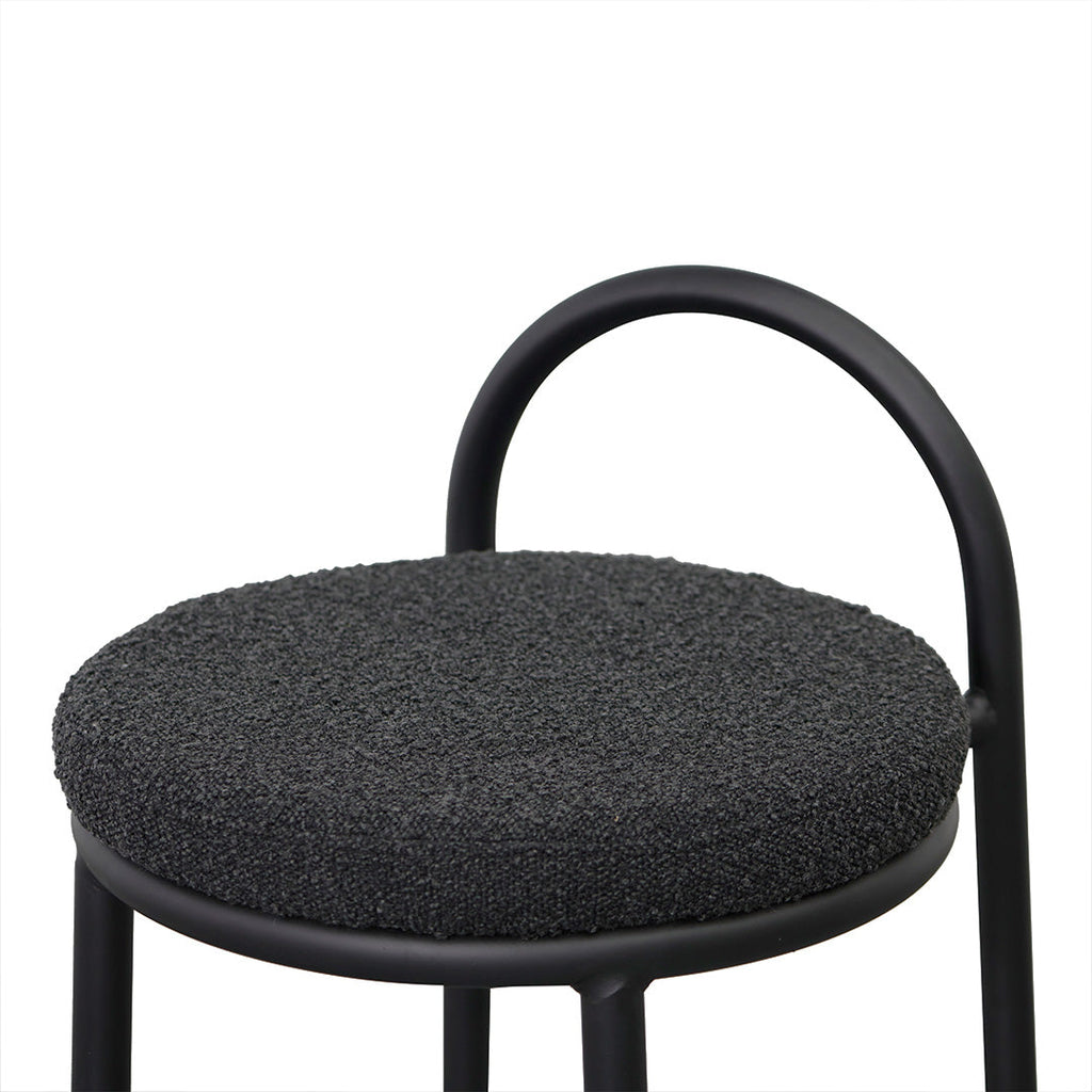 65cm Amalfi Bar Stool - Black Boucle (Set of 2)