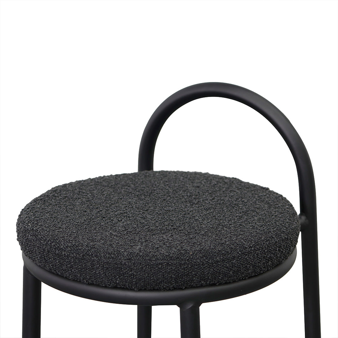 65cm Amalfi Bar Stool - Black Boucle (Set of 2)
