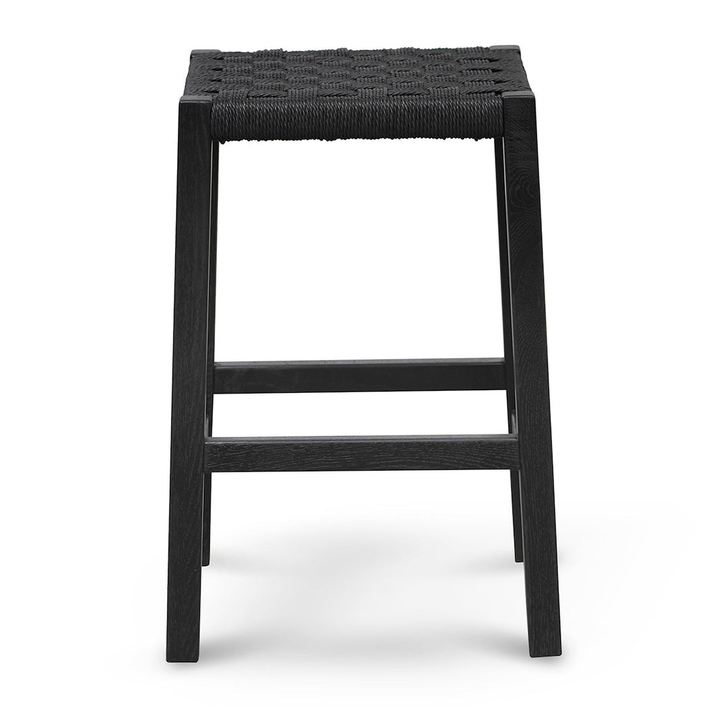 65cm Rattan Amalfi Bar Stool - Full Black