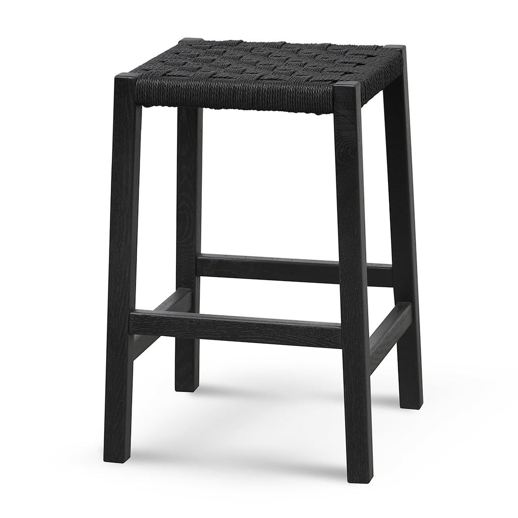 65cm Rattan Amalfi Bar Stool - Full Black