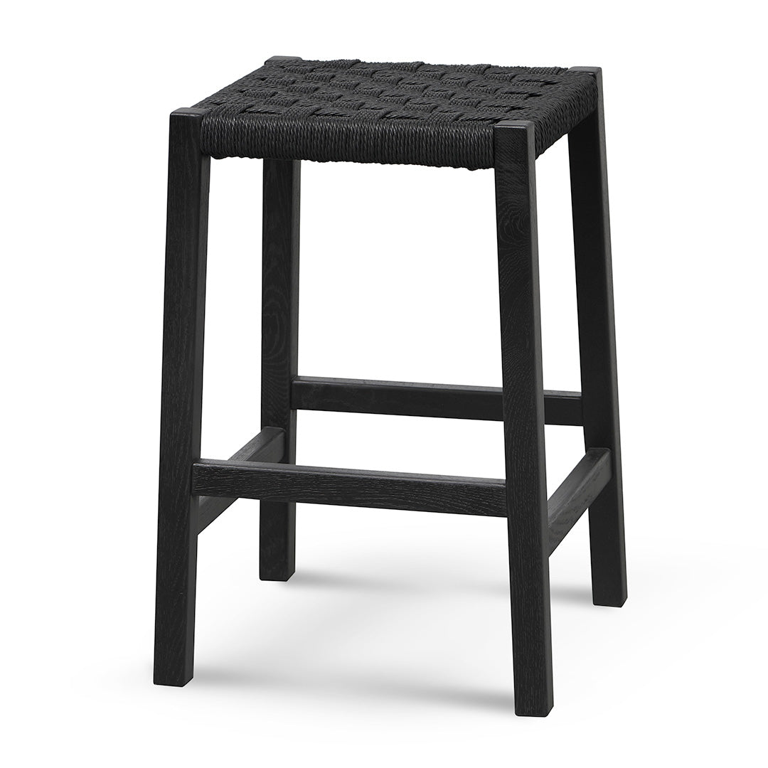 65cm Rattan Amalfi Bar Stool - Full Black