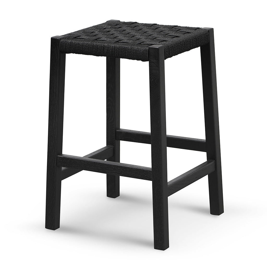 65cm Rattan Amalfi Bar Stool - Full Black