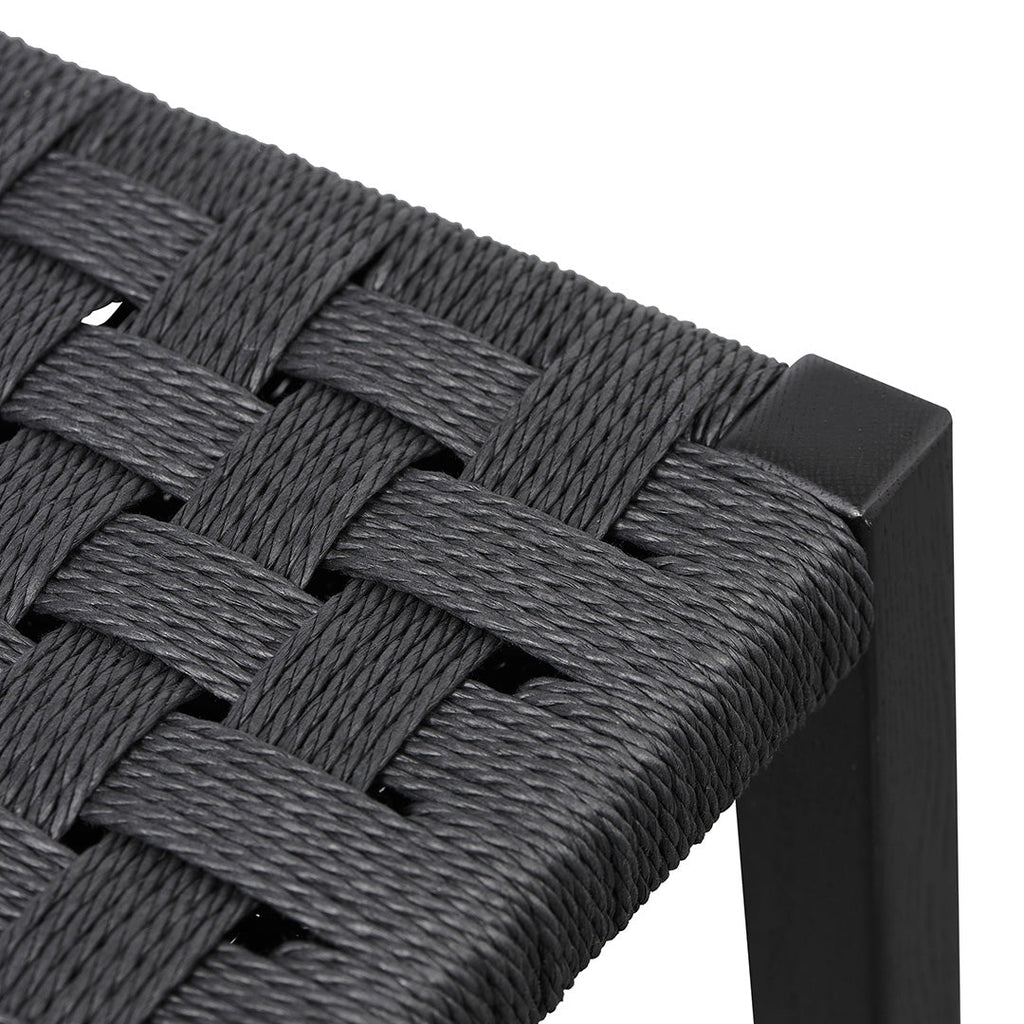65cm Rattan Amalfi Bar Stool - Full Black