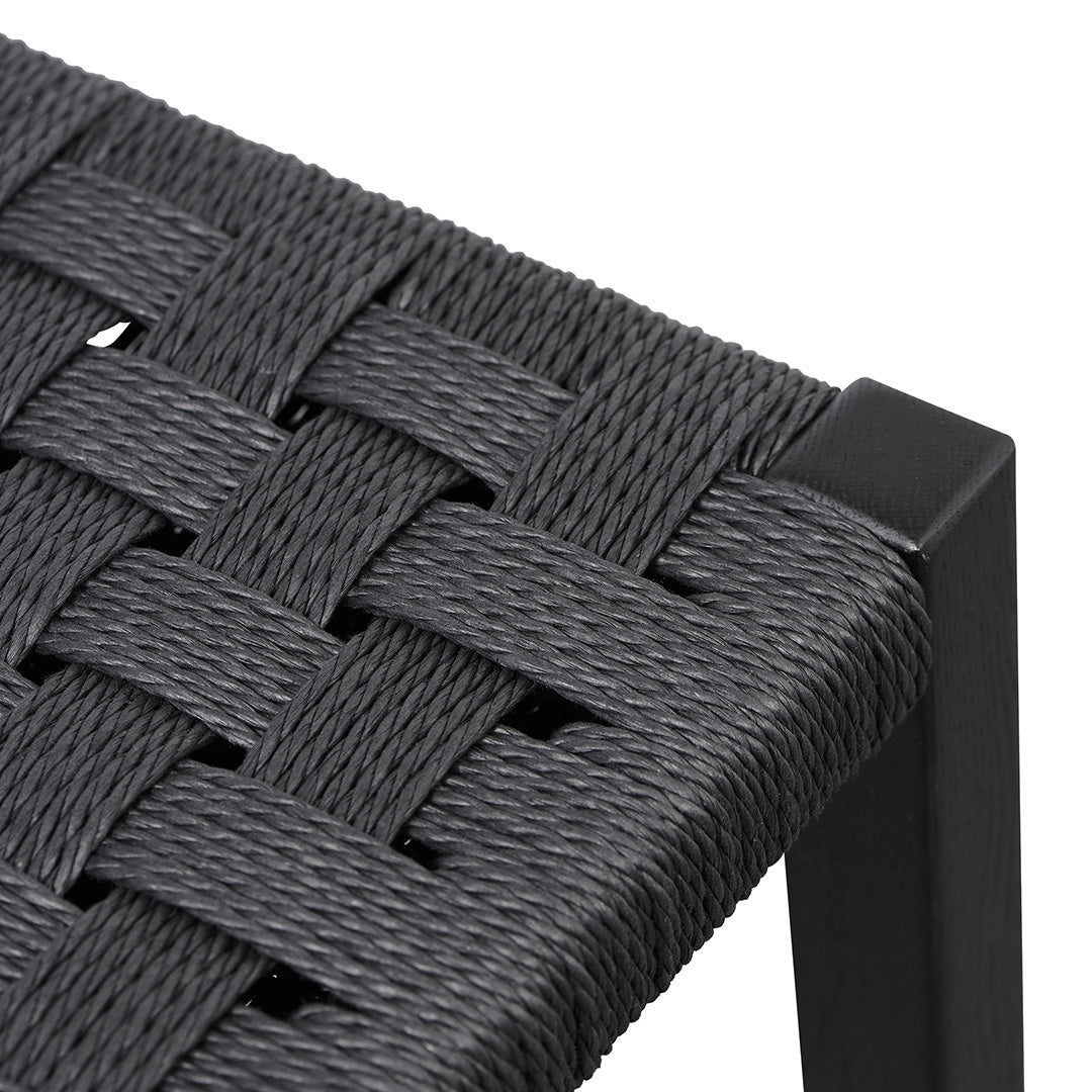 65cm Rattan Amalfi Bar Stool - Full Black
