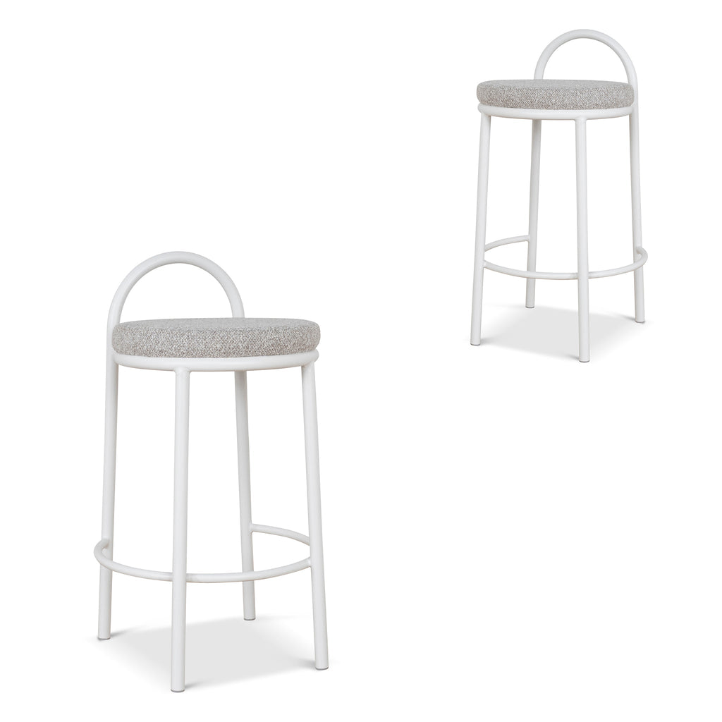65cm White Frame Amalfi Bar Stool - Clay Grey (Set of 2)