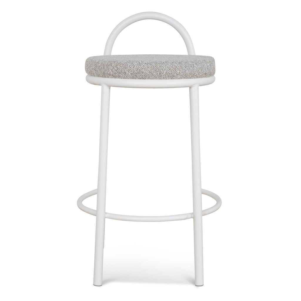65cm White Frame Amalfi Bar Stool - Clay Grey (Set of 2)