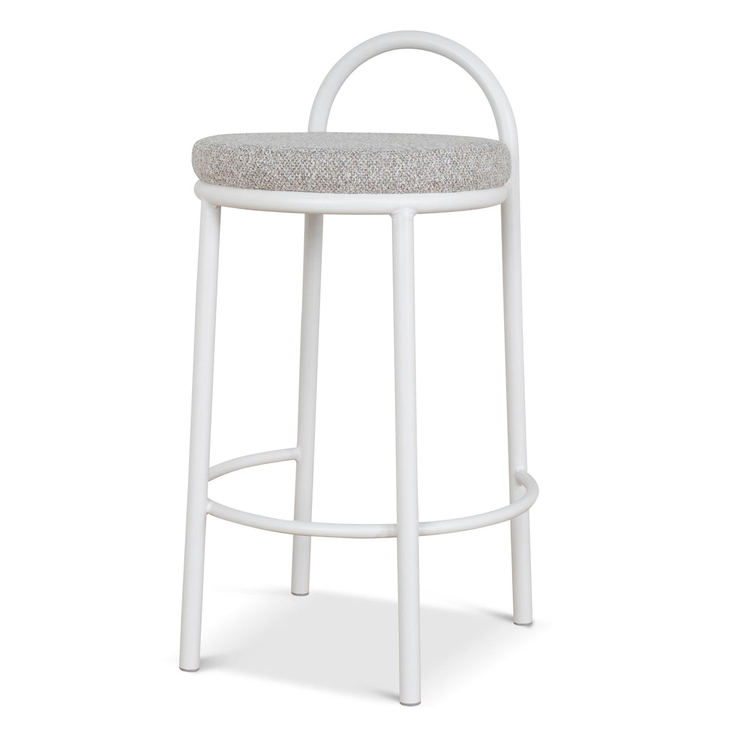 65cm White Frame Amalfi Bar Stool - Clay Grey (Set of 2)