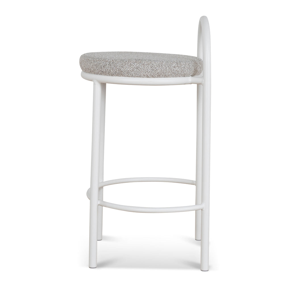 65cm White Frame Amalfi Bar Stool - Clay Grey (Set of 2)