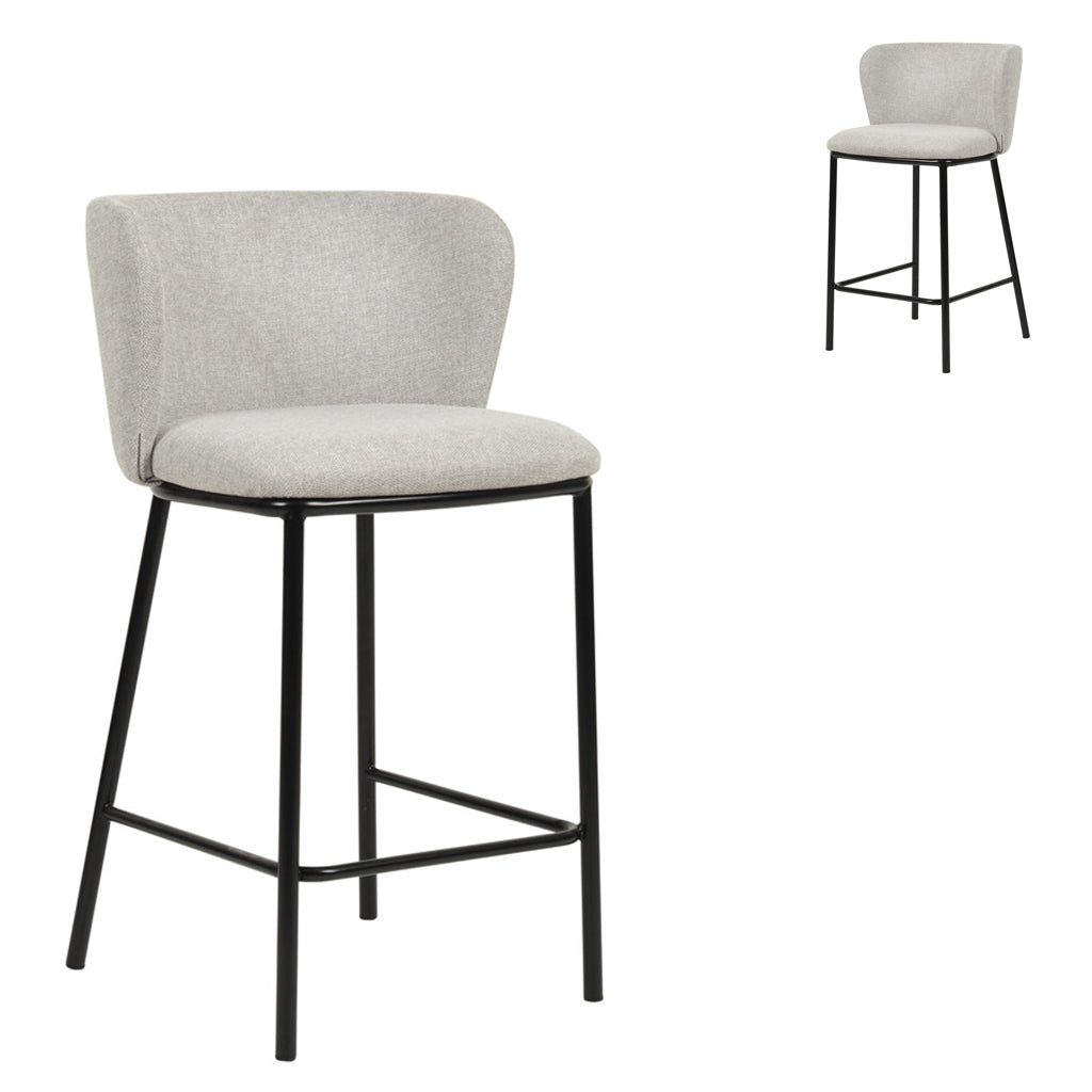 65cm Amalfi Bar Stool - Coastal Light Grey (Set of 2)