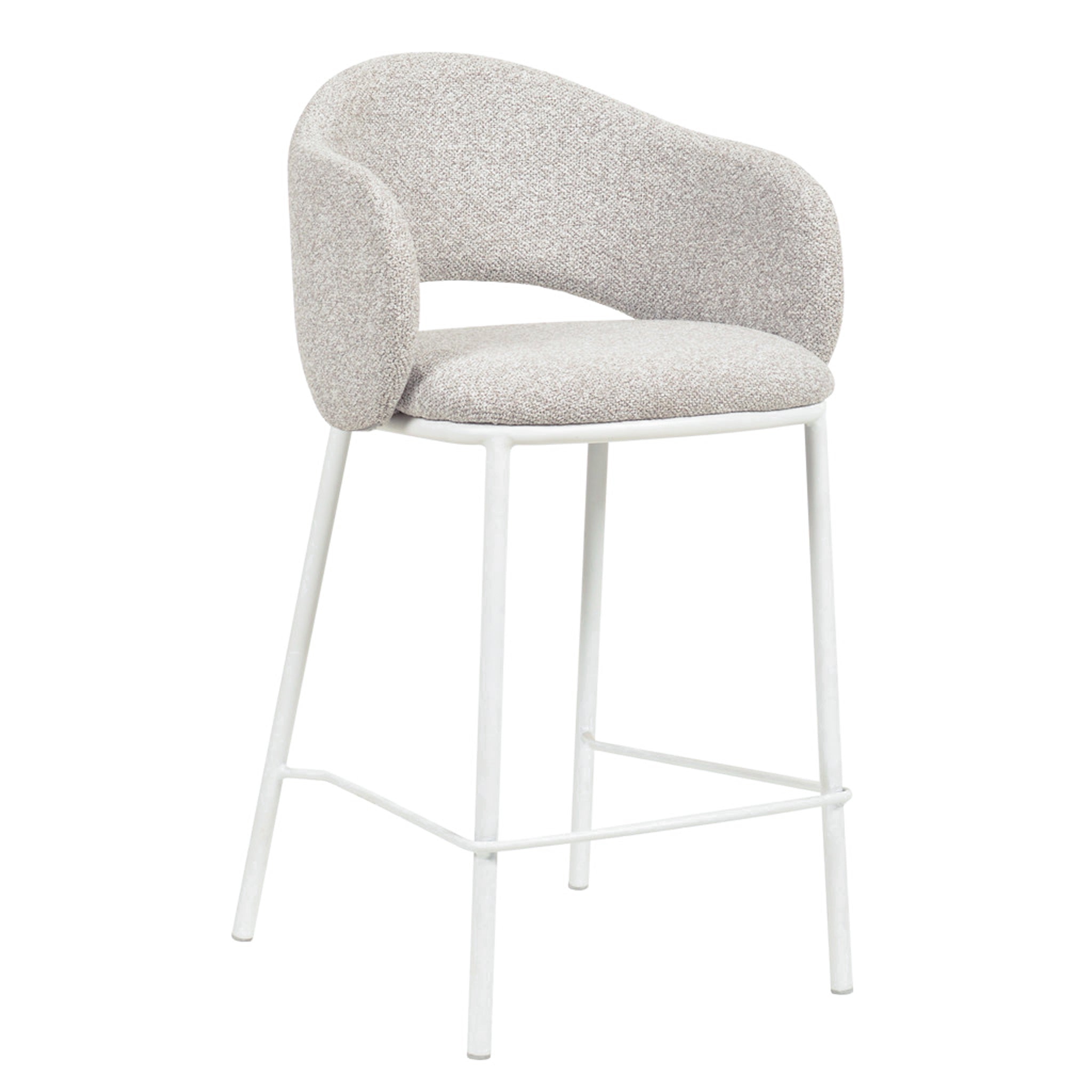 65cm White Amalfi Bar Stool - Clay Grey (Set of 2)